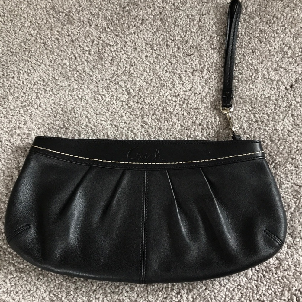 Coach clutch with wrist strap